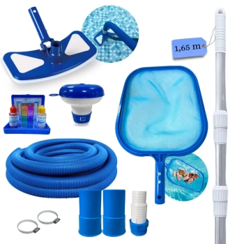 Limpeza Piscina Peneira+ Mangueira 4 M 38 Mm + Haste 1,65 M+ Aspirador+ Mini Flutuador+ Aval Ph / Cl