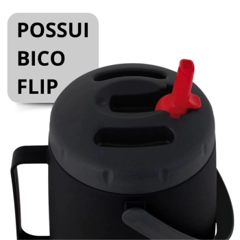 Jarra Garrafa Termica 2,5 Litros com Bico Flip Camp Preta Mor para gua, Suco, Ch e Terer