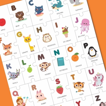 Brinquedos Educativos Quebra-cabea Soletrando Animais e Alfabeto em Ingls