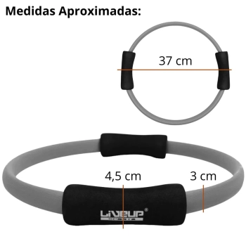 Anel de Pilates Treino Fisioterapia Arco Fortalecedor Cinza Circulo Magico Exercicios Fitness Yoga