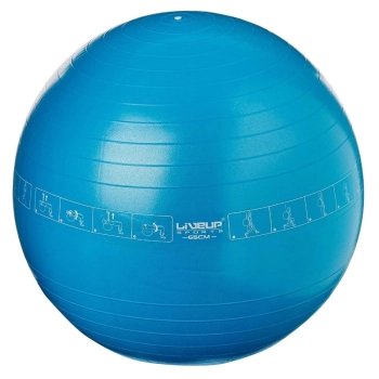 Mandiali e-Shop : Bola Pilates Suiça 65 Cm com Ilustração de Exercícios Cor  Azul