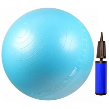 Bola Suia 65 Cm com Ilustrao para Pilates e Yoga Cor Azul + Bomba de Dupla Ao de Mo
