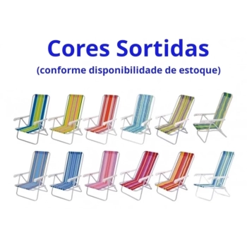 Cadeira de Praia Reclinvel 4 Posies Ao Cores Sortidas