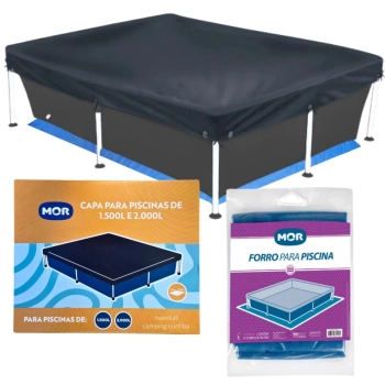Kit Capa + Forro para Piscina Quadrada 1500 e 2000 Litros Mor ( Piscina No Inclusa )