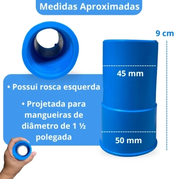 Ponteira de Borracha para Mangueira 38 Mm para Aspirao de Piscina Rosca Esquerda Nautilus