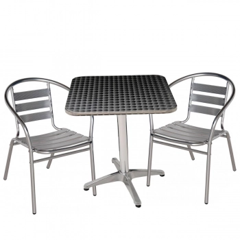 Kit Mesa Aluminio Quadrada 60cm + 2 Cadeiras em Aluminio