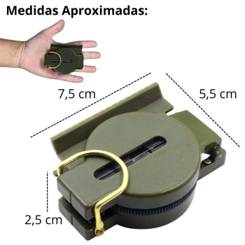 Bssola de Alumnio Modelo Militar com Indicador Fluorescente Guepardo
