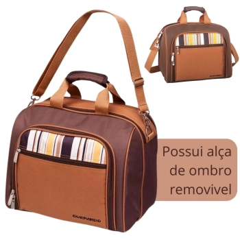 Bolsa Termica 17 Lts Kit Piquenique com Acessrios para 4 Pessoas Parque / Viagem / Passeio