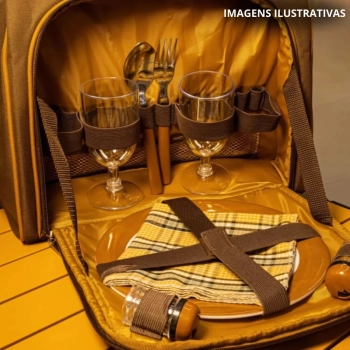 Bolsa Termica 17 Lts Kit Piquenique com Acessrios para 4 Pessoas Parque / Viagem / Passeio