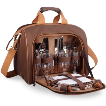 Bolsa Termica 17 Lts Kit Piquenique com Acessrios para 4 Pessoas Parque / Viagem / Passeio