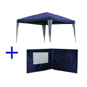 Kit Gazebo Tenda Azul Base e Topo 3 X 3mts Articulada Dobravel Sunfit + 2 Paredes em Oxford