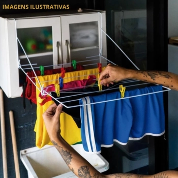 Varal de Porta Dobravel Portatil em Ao Slim Mor para Apartamento / Sem Furo