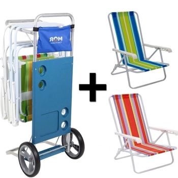 Kit Carrinho de Praia + 2 Cadeiras de Praia Reclinvel Mor