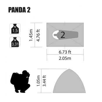Barraca Panda 2 Pessoas Ntk Coluna D gua 600mm Ntk para Camping e Pesca