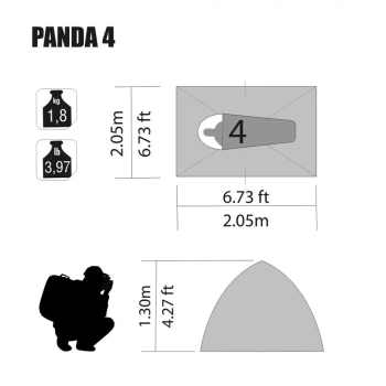 Barraca Panda 4 Pessoas Ntk Coluna D gua 600mm para Camping e Pesca