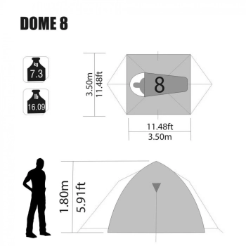 Barraca Dome 8 Pessoas Coluna D gua 1800mm Camping e Pesca Ntk
