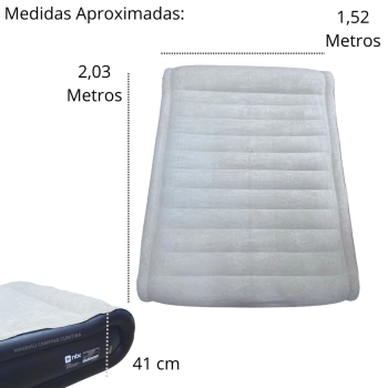 Colcho Inflvel Casal Brunei Nautika com Travesseiro Suporta At 250kg para Camping e Pesca