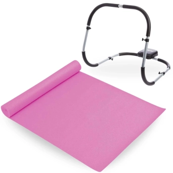 Kit Colchonete Tapete para Yoga Ginstica Eva Rosa + Aparelho Abdominal Treino Musculao Tonificao