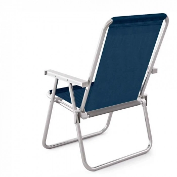 Kit Cadeira de Praia Alta Alumnio Sannet Azul + Guarda Sol 1,60 Mts 100 Fps