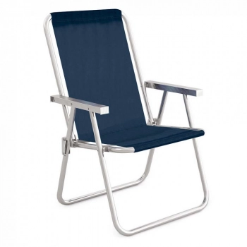 Kit Cadeira de Praia Azul + Guarda Sol 100 Fps + Saca Areia + Bolsa Trmica
