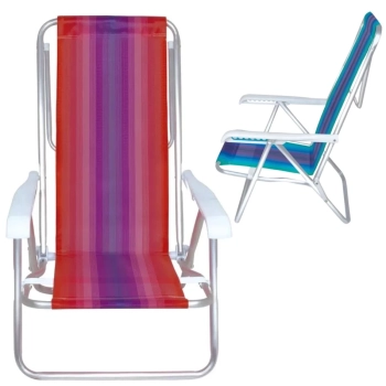 Kit 2 Cadeiras de Praia Reclin�vel 8 Posi��es em Alum�nio Mor