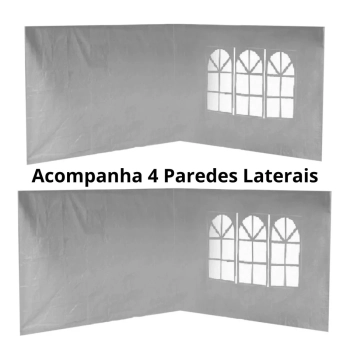 Kit Tenda Gazebo Dobrvel 3x3 M Branca + 4 Paredes Mor