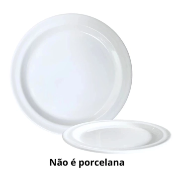 Conjunto de 6 Pratos de Sobremesa 18 Cm em Melamina Premium Branco