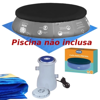 Filtro Bomba Piscina 220v + Capa e Forro para Piscina Redonda 2400 Lts