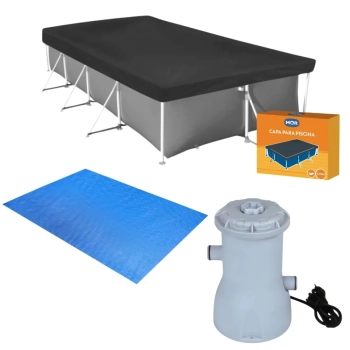 Kit Capa + Forro para Piscina de 3700 Lts Mor + Bomba Filtrante 220v 2200 L/H
