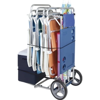 Kit Carrinho de Praia com Avano + 4 Cadeiras Reclinveis em Ao