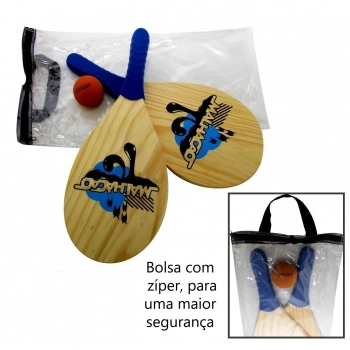 Kit Frescobol Par de Raquetes com Bolinha + 3 Bolinhas Extra Cores Sortidas