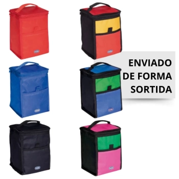 Bolsa Trmica Porttil Cooler 5 Litros Colorida Compacta com Bolso e Ala para Marmita Passeios e Dia a Dia