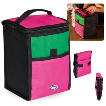Bolsa Trmica Porttil Cooler 5 Litros Colorida Compacta com Bolso e Ala para Marmita Passeios e Dia a Dia