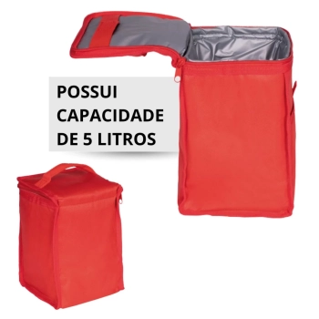 Bolsa Trmica Porttil Cooler 5 Litros Colorida Compacta com Bolso e Ala para Marmita Passeios e Dia a Dia