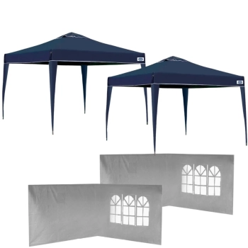 Kit 2 Tendas 3x3 M Dobrvel Azul + 4 Paredes na Cor Branca Mor
