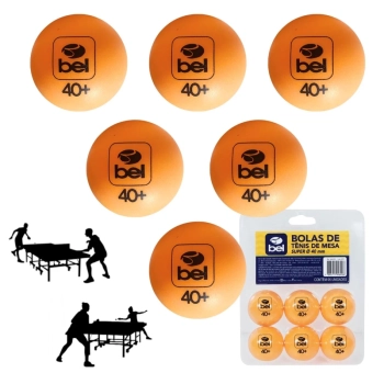 Bolinha de Ping Pong Tnis de Mesa 4 Cm Laranja 6 Unidades