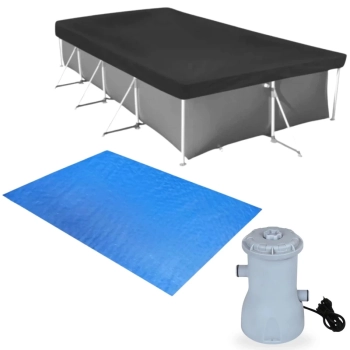 Kit Capa e Forro para Piscina 6200 L Mor + Bomba Filtrante 220v 2200 L/H