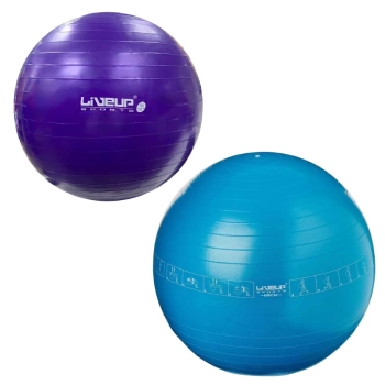 Kit 2 Bolas Suas Fitness 55cm Roxa + 65cm Azul Ilustrada para Pilates e Treino