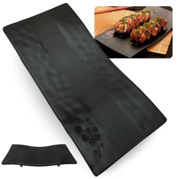 Kit Sushi 6 Peas em Melamina / Plstico Preto com Pratos e Travessas