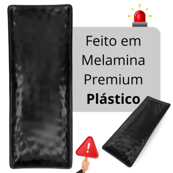 Travessa Prato Retangular para Sushi 28,5 Cm Kanpai com Relevo para Comida Japonesa em Melamina