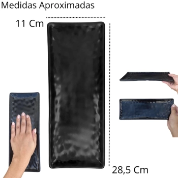 Travessa Prato Retangular para Sushi 28,5 Cm Kanpai com Relevo para Comida Japonesa em Melamina