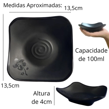 Mini Tigela Vasilha Pequena com Flor Ilustrada para Aperitivo 100ml Sushi Comida Japonesa Kanpai