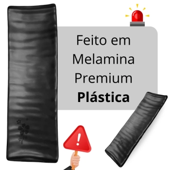 Travessa Estriada para Sushi Kanpai Restaurante Comida Japonesa Oriental Melamina Preta