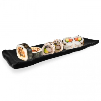 Travessa Estriada para Sushi em Melamina / Plstico Preta