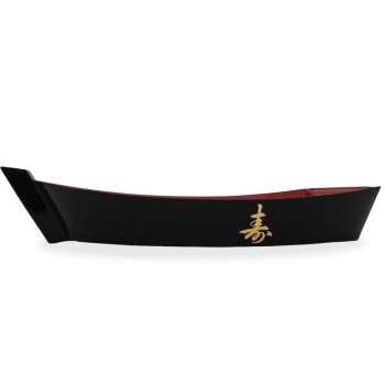 Barca para Sushi 29 Cm Preta e Vermelha com Ideograma Dourado