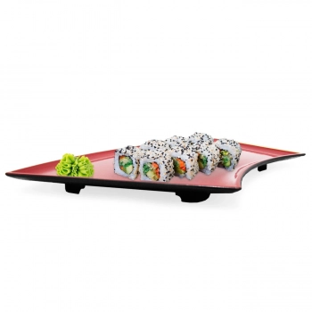 Prato Formato Leque para Comida Japonesa, Sushi Vermelho