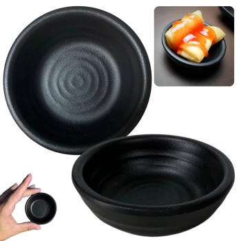 Kit Sushi 9 Peas com Pratos Travessas e Molheiras Melamina Preto