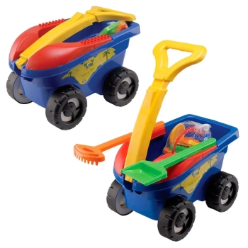 Kit Carrinho de Praia com Baldinho, 11 Pe�as + Caixa Termica Vermelha Pequena 6 L Mor