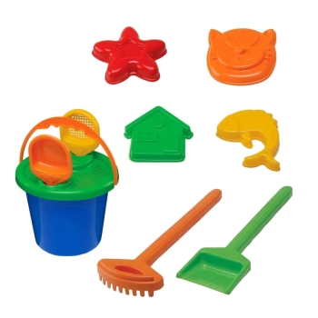 Kit Carrinho de Praia com Baldinho, 11 Pe�as + Caixa Termica Vermelha Pequena 6 L Mor