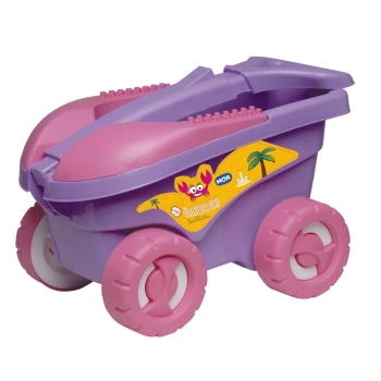 Brinquedo Infantil de Praia Areia Carrinho Cargo com Balde, Pazinha, Rastelo 11 Peas Rosa
